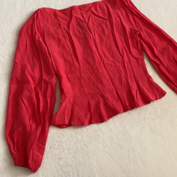 {NWT} Abercrombie & Fitch | Button Front Portrait Neckline Crop Top Pink (XS) - Picture 10 of 13